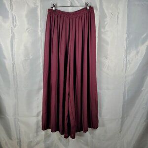 Diane K. Maroon Ruffle Shear Capri Wide Leg Pull on Pants Wm Sz M